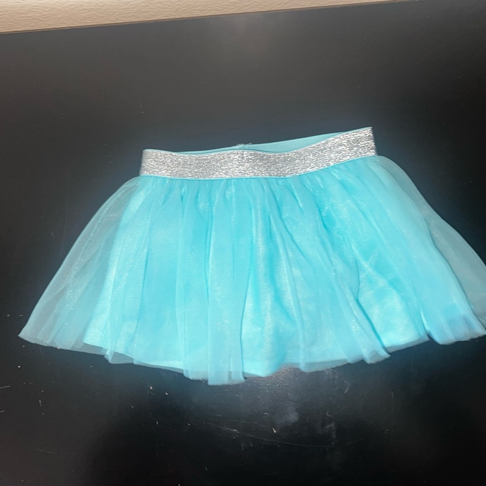 Toddler Easter Spring Turquoise‎ Dance Blue Tulle Skirt with Silver Waistband